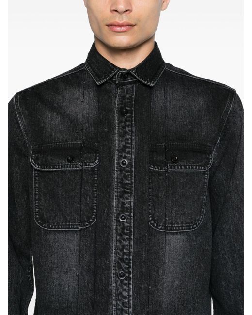 Sacai Black Classic-collar Denim Shirt for men