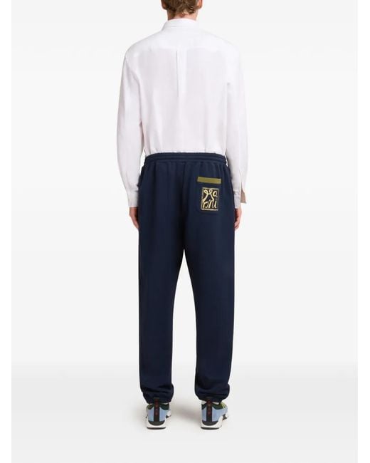 Marni Blue Grawstring Logo-Print Track Pants for men