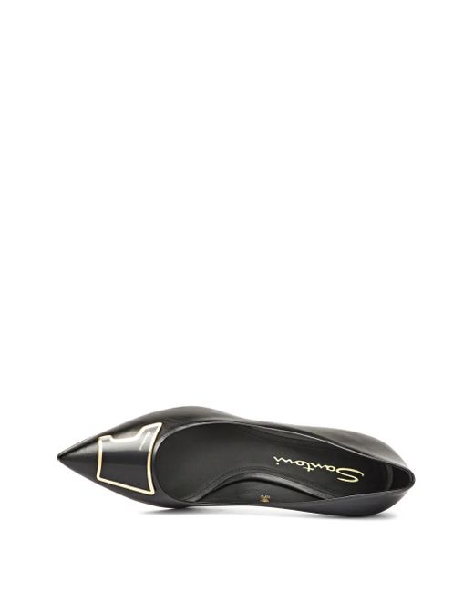 Santoni Black 90Mm Sibille Leather Pumps