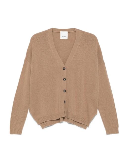 Allude Natural Button-Front Cashmere Cardigan