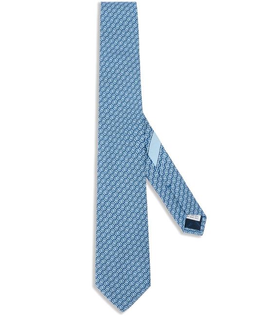 Ferragamo Blue Woven-print Silk Tie for men