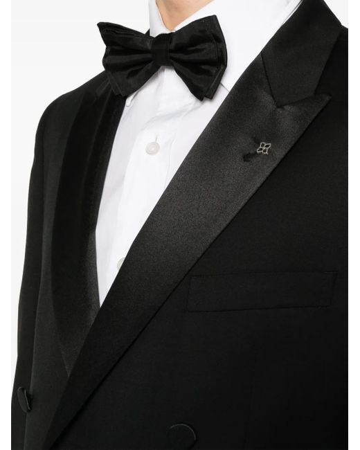 Tagliatore Black Double-Breasted Virgin-Wool Suit for men