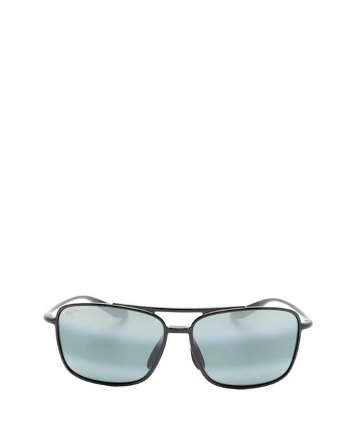 Maui Jim Gray Double-Bridge Rectangle-Frame Sunglasses for men