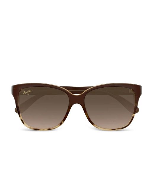 Occhiali Da Sole Mj0744S Squadrati Con Effetto Tartarugato di Maui Jim in Brown