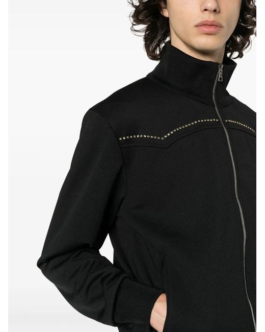 Palm Angels Black Monogram-Appliqué Track Jacket for men