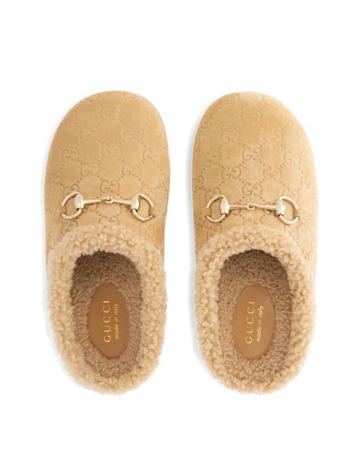 Gucci Natural New Sol Suede Mules