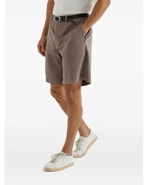 Brunello Cucinelli Gray Garment-dyed Button-fastening Cotton Shorts for men