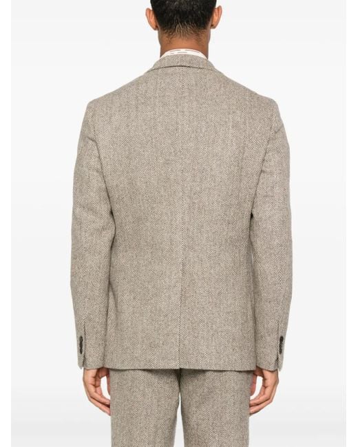 Fursac Brown Virgin Wool Single-Breasted Blazer for men