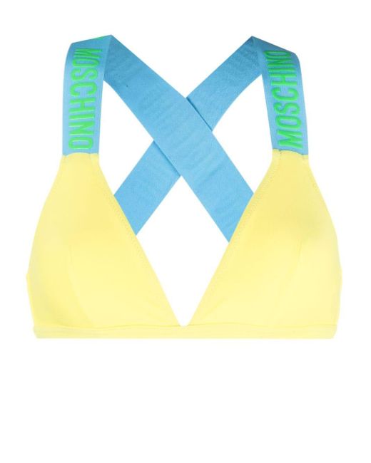 Moschino Blue Logo-tape Bikini Top