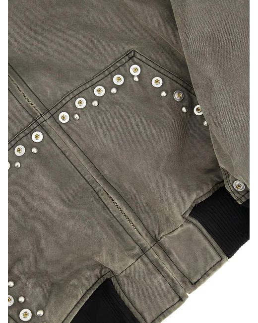 we11done Gray Studded Hooded Jacket for men
