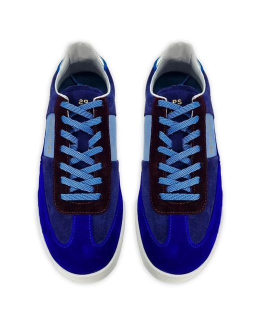 Paul Smith Blue Suede Panelled Sneakers