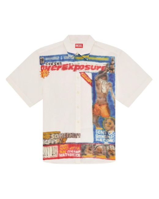 Camisa S-Elias con estampado gráfico DIESEL de hombre de color White