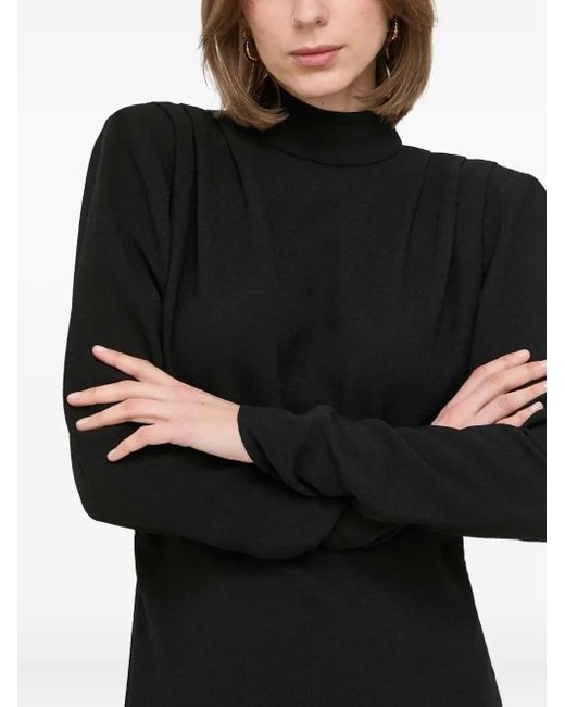 Notes Du Nord Black High-Neck Pleated Mini Dress