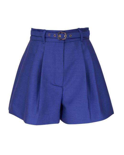 Zimmermann Blue Belted High-waisted Shorts