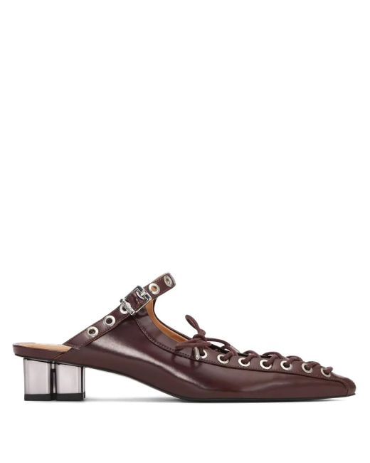 Ganni Brown Mules Mit Ösendetail