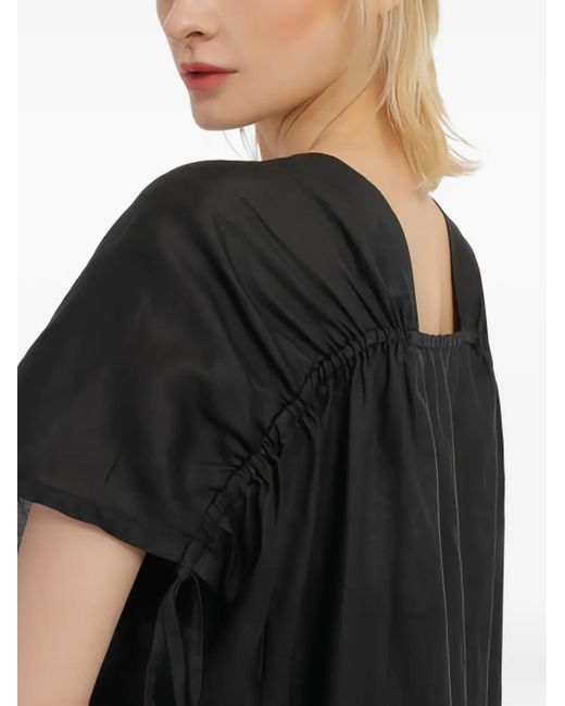 Marc O' Polo Black Tie-Detail Short-Sleeves Midi Dress