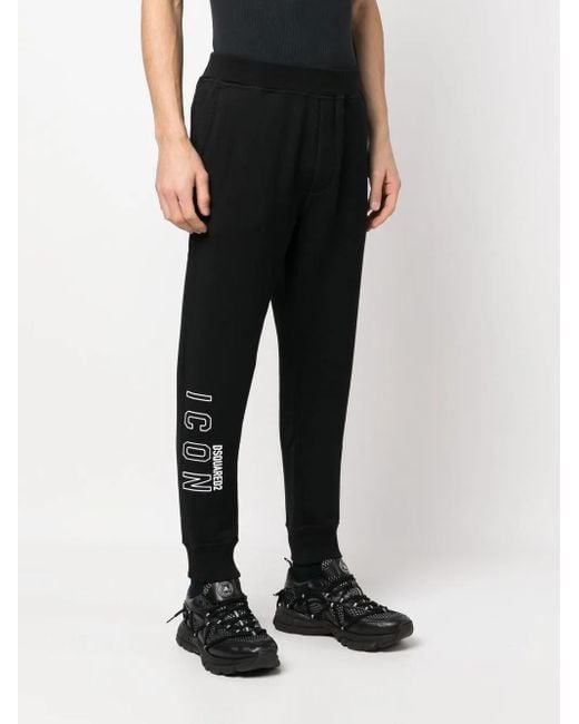 DSquared² Black Icon Logo-Print Track Pants