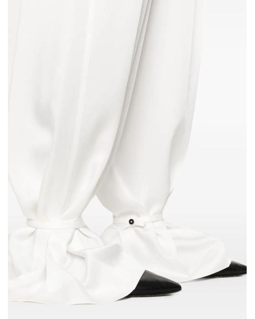 Jil Sander White Belted Ankle-Tie Tailored Trousers