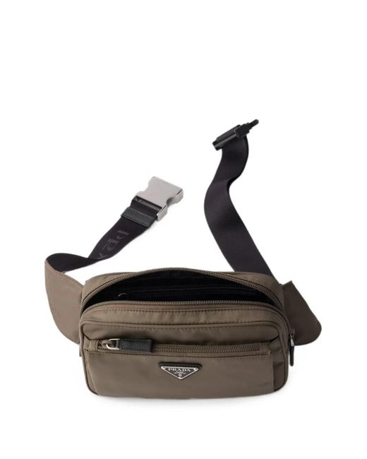Prada Gray Re-Nylon And Saffiano-Leather Belt Bag for men