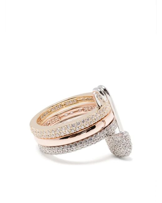 Apm Monaco White Triple Band Safety Pin Ring