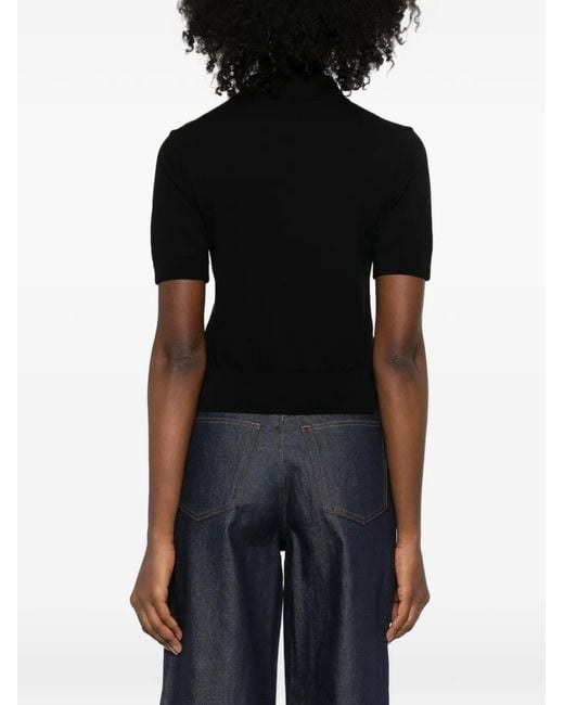 A.P.C. Black Cotton Polo Shirt With Jacquard Logo