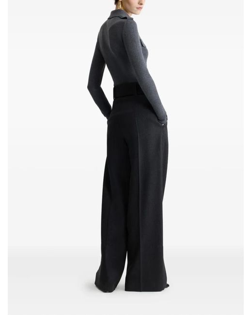 Patou Gray Ribbed Collared Cardigan
