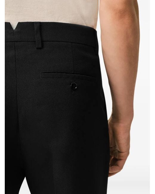 AMI Black Wool Straight Trousers for men
