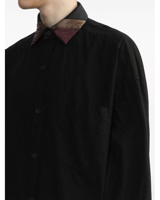 Kolor Black Striped-collar Cotton Shirt for men