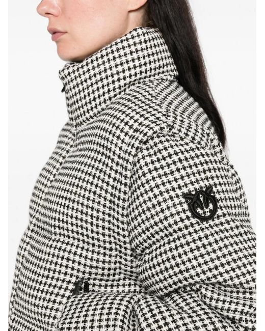 Pinko Gray Houndstooth-Pattern Padded Jacket