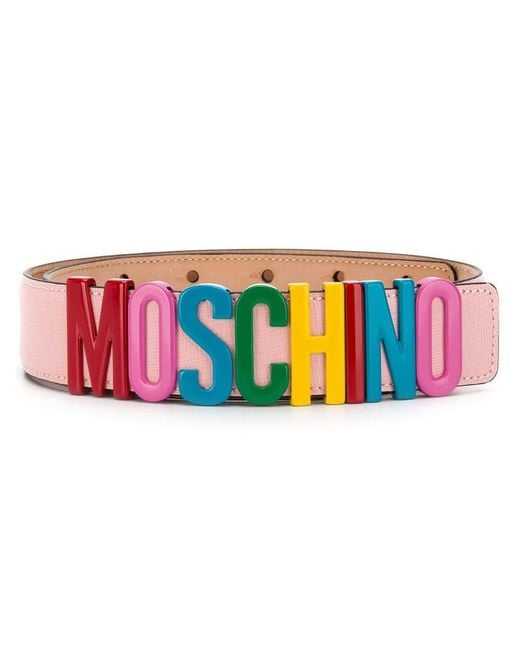 Cinturón con hebilla estilo arcoíris Moschino de color Pink