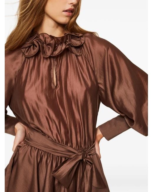 Twinset Brown Ruffled Belted Dress