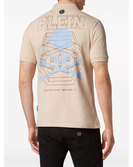 Philipp Plein Poloshirt Met Logoprint in het Natural voor heren