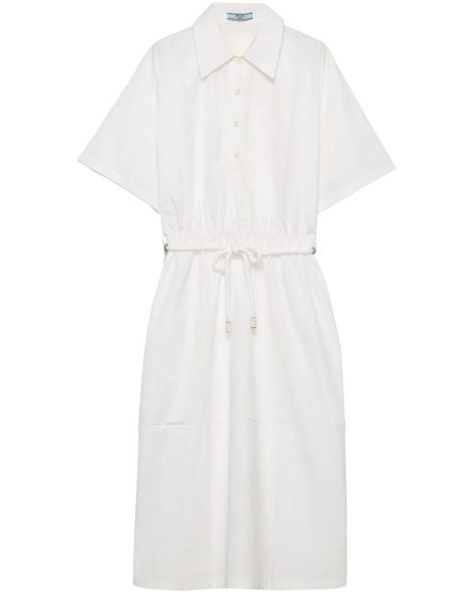 Vestido Corto Con Cordones Prada de color White