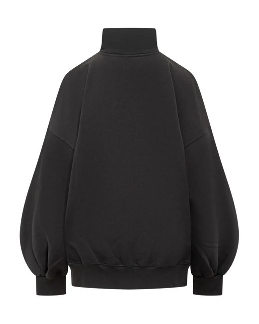 MSGM Black Sweatshirt With Zip And Logo