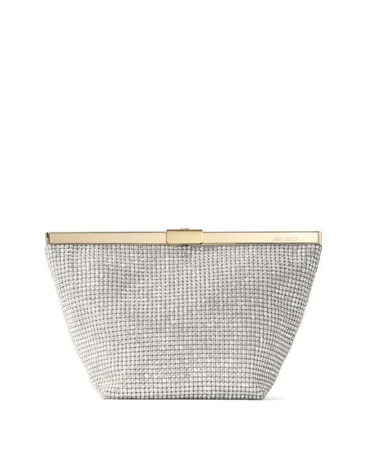 Jimmy Choo Gray Ganache Crystal-Embellished Clutch Bag