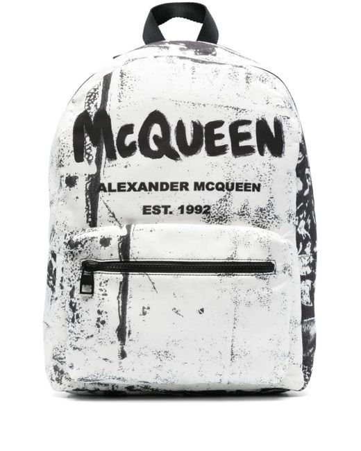 Sac à dos à logo imprimé Alexander McQueen pour homme en coloris White