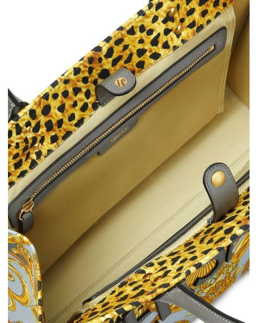 Versace Yellow Leopard-Print Baroque Tote Bag