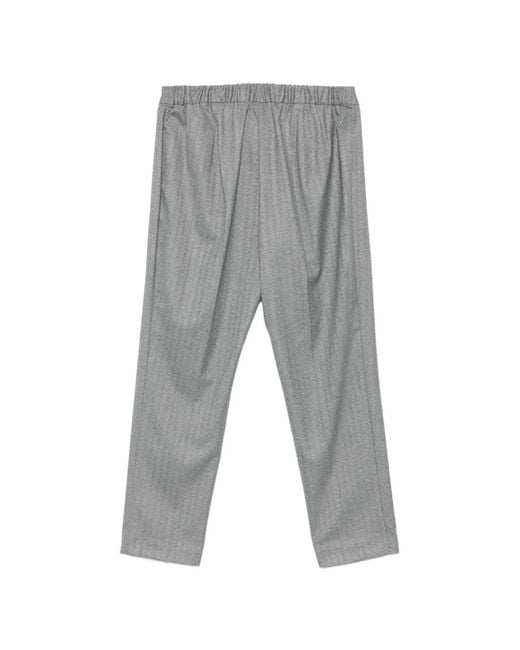 Marina Rinaldi Gray Herringbone-Pattern Elasticated Trousers