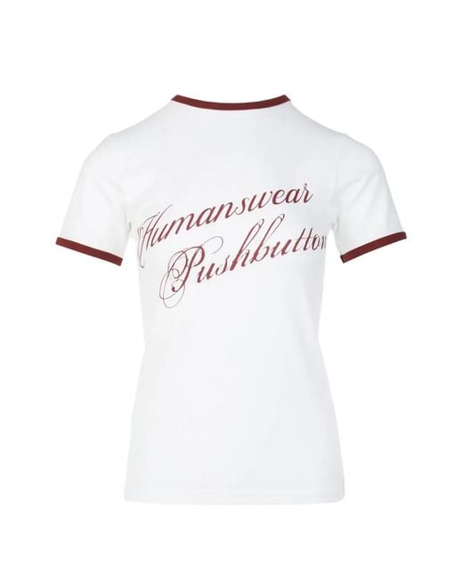 Pushbutton White Short-Sleeve T-Shirt