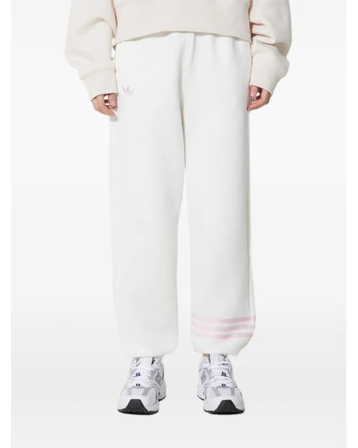 adidas Women's White Logo-Embroidered Three-Stripe Pants