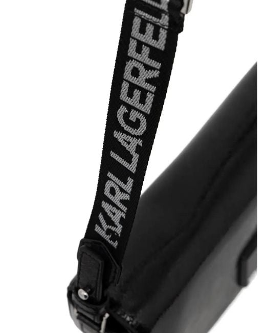 Karl Lagerfeld Black Logo Strap Satchel