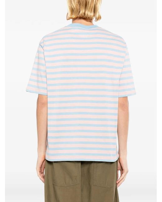 SPORT b. by agnès b. White Striped Logo-Print T-Shirt for men