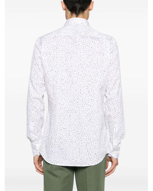 Boss White Floral-print Cotton Shirt for men