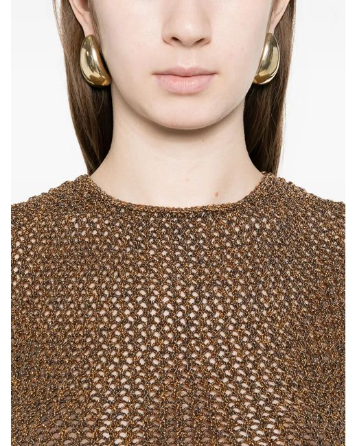 Alpha Studio Brown Open-Knit Top