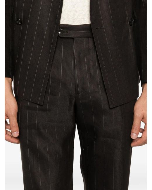 Tagliatore Black Pinstripe Double-Breasted Suit for men