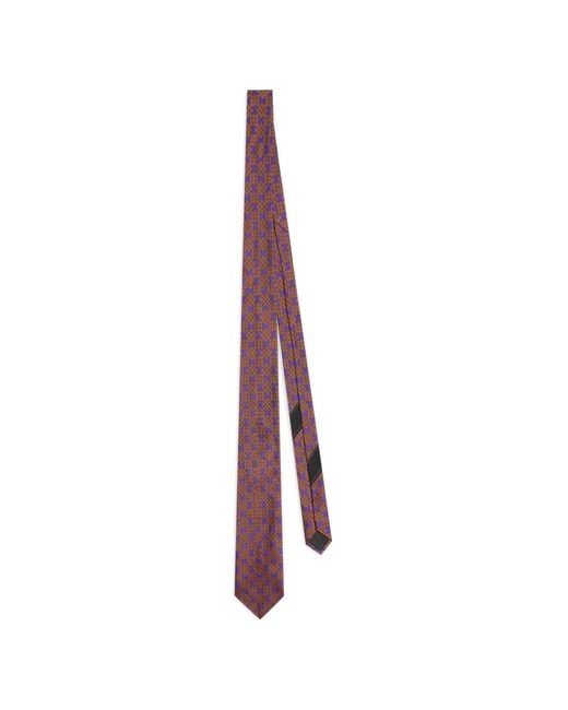 Dries Van Noten Purple Printed Silk Tie for men