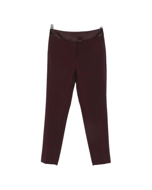 Imperial Purple Satin-Waistband Cotton Trousers