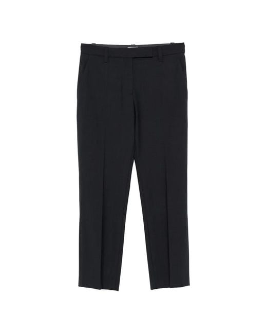 Brunello Cucinelli Black Pressed-Crease Wool Trousers