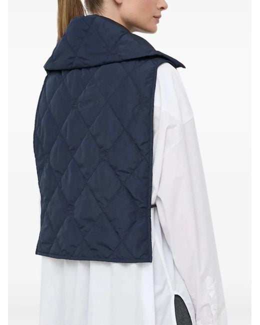 Beatrice B. Blue Quilted High-Neck Jacket