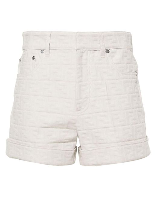 Fendi White Shorts aus FF-Jacquard